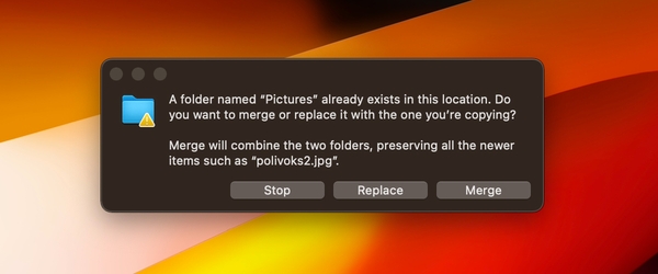 Finder conflict resolution dialog